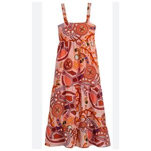 New Marie Oliver Petra Dress, Coral Stipple Silk, Linen Blend Women’s Size Small